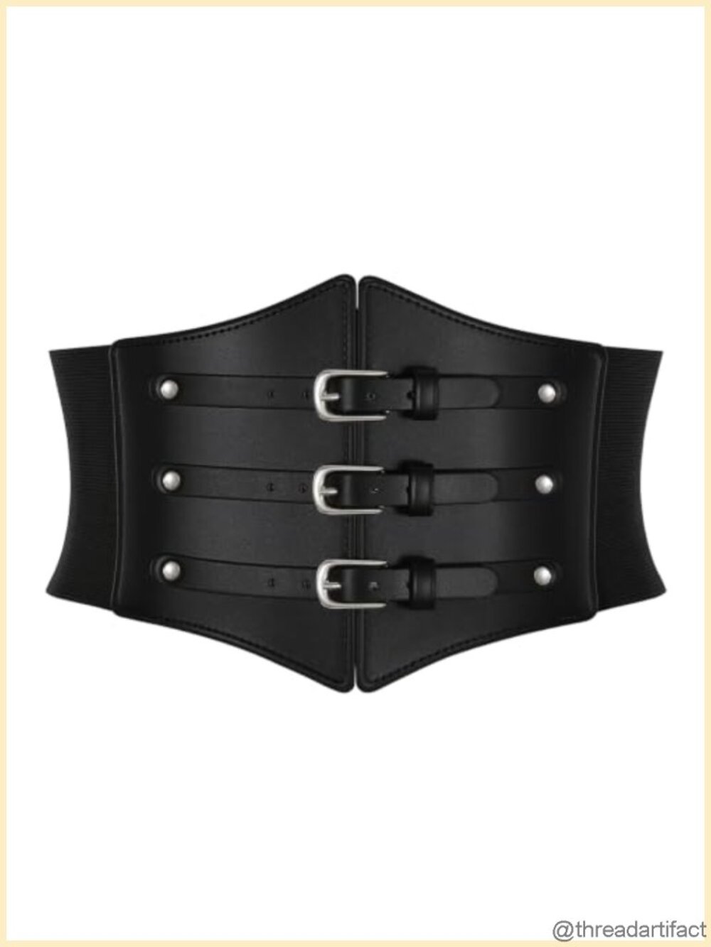 Wide Elastic Corset Belt Faux Leather Snap Button Waist Belt